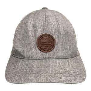 RVCA Hat Cap Snap Back One Size Gray Mid Fit Patch Trucker Mesh Baseball Mens